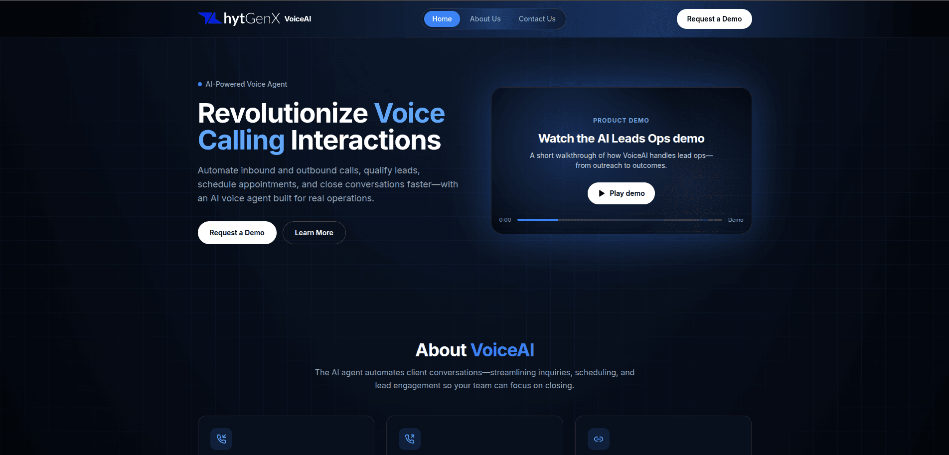 Voice AI Platform desktop preview